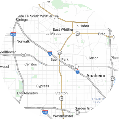 Best pest companies in Buena Park, CA map