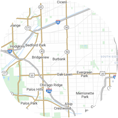 Best pest companies in Burbank, IL map