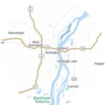 Best pest companies in Burlington, IA map