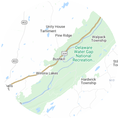 Best lawn care companies in Bushkill, PA map