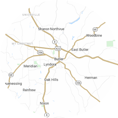Best moving companies in Butler, PA map