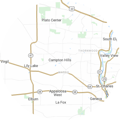 Best lawn care companies in Campton Hills, IL map