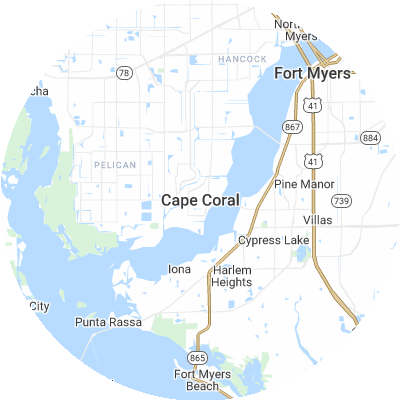 Best lawn care companies in Cape Coral, FL map