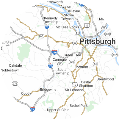 Best window replacement companies in Carnegie, PA map