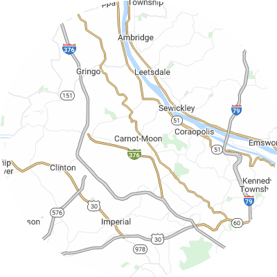 Best plumbers in Carnot-Moon, PA map