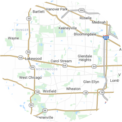 Best lawn companies in Carol Stream, IL map