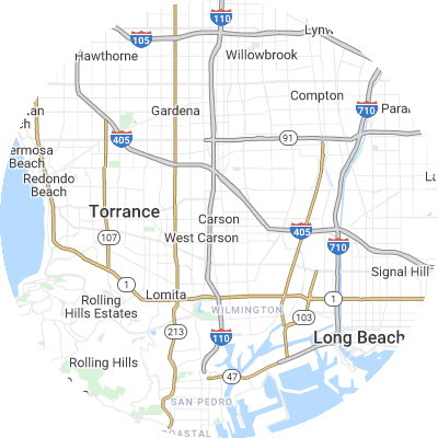 Best lawn care companies in Carson, CA map