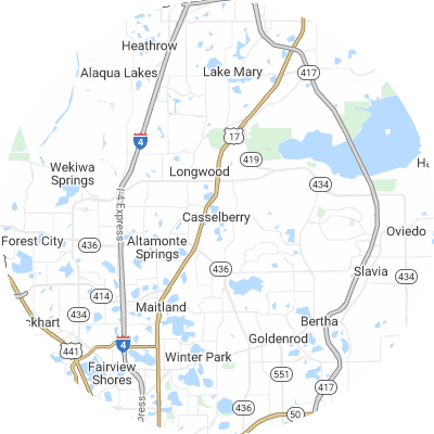 Best roofers in Casselberry, FL map