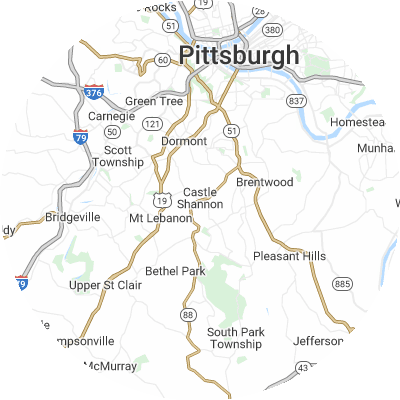 Best moving companies in Castle Shannon, PA map