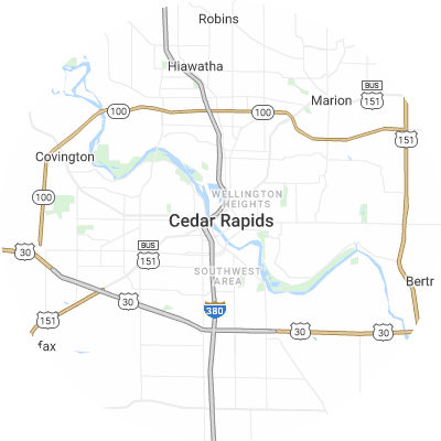 Best roofing companies in Cedar Rapids, IA map