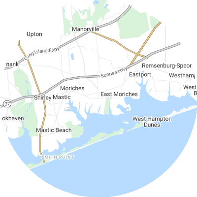 Best lawn care companies in Center Moriches, NY map