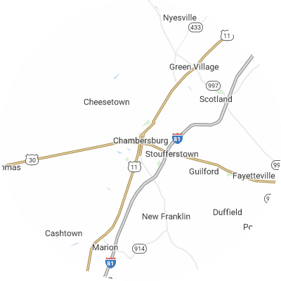 Best moving companies in Chambersburg, PA map