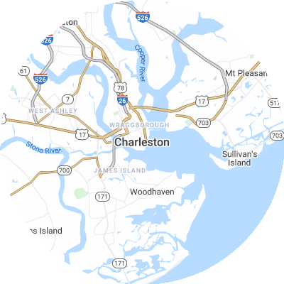 Best lawn companies in Charleston, SC map