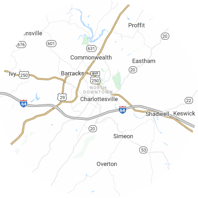 Best concrete companies in Charlottesville, VA map