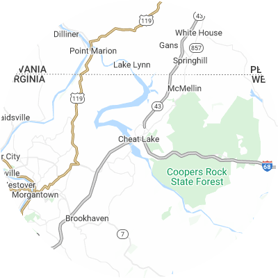 Best concrete companies in Cheat Lake, WV map