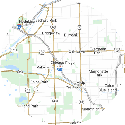 Best lawn care companies in Chicago Ridge, IL map