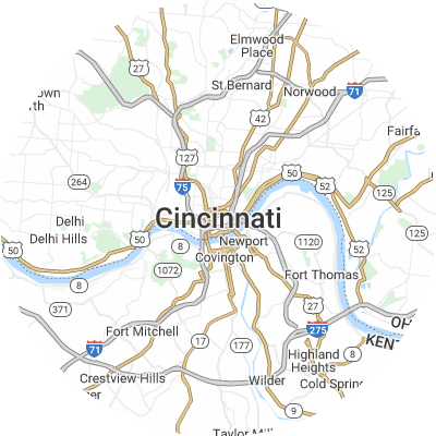 Best gutter companies in Cincinnati, OH map