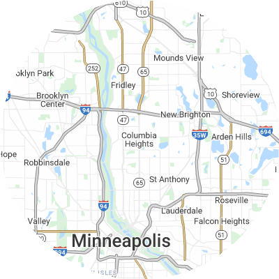 Best roofing companies in Columbia Heights, MN map