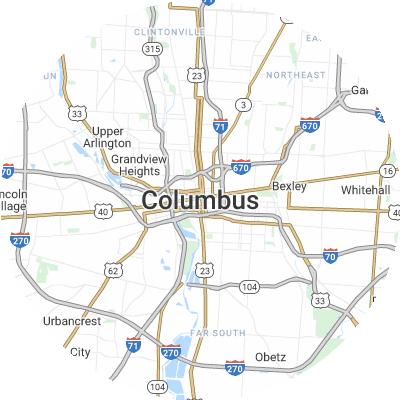 Best roofing companies in Columbus, OH map