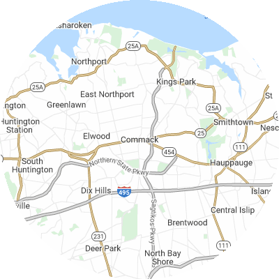 Best pest control companies in Commack, NY map