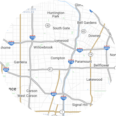 Best lawn care companies in Compton, CA map