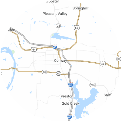 Best pest companies in Conway, AR map