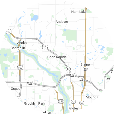 Best window replacement companies in Coon Rapids, MN map