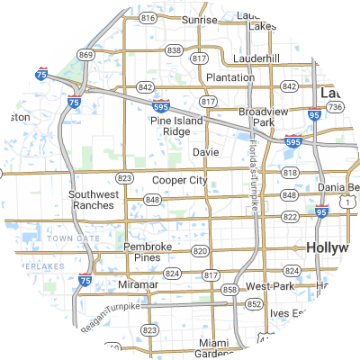 Best pest companies in Cooper City, FL map