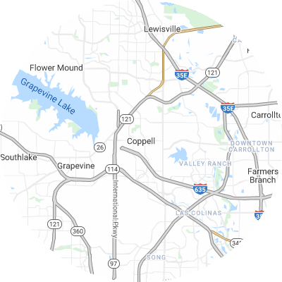 Best pest companies in Coppell, TX map