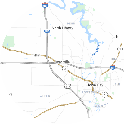Best moving companies in Coralville, IA map
