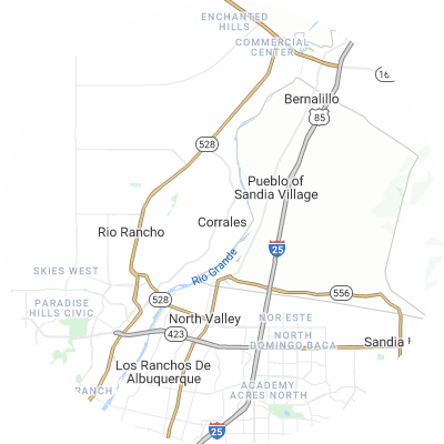 Best moving companies in Corrales, NM map