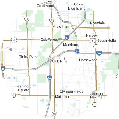 Best plumbers in Country Club Hills, IL map