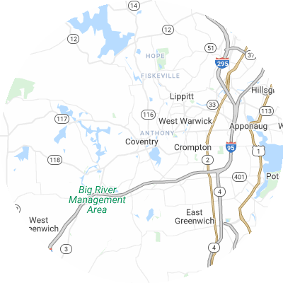 Best pest control companies in Coventry, RI map