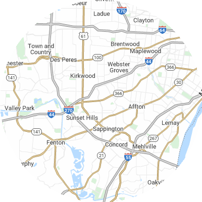 Best moving companies in Crestwood, MO map
