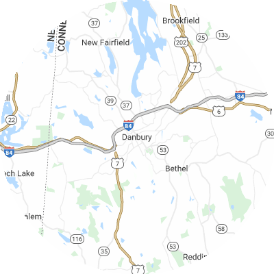 Best moving companies in Danbury, CT map