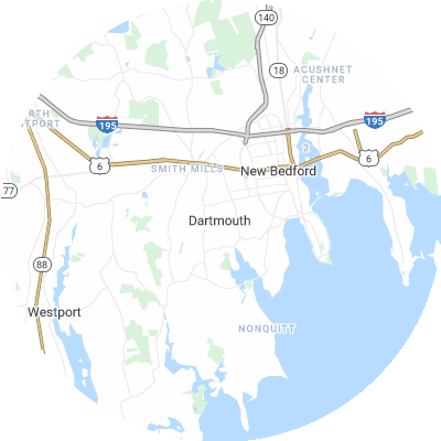 Best gutter installation companies in Dartmouth, MA map