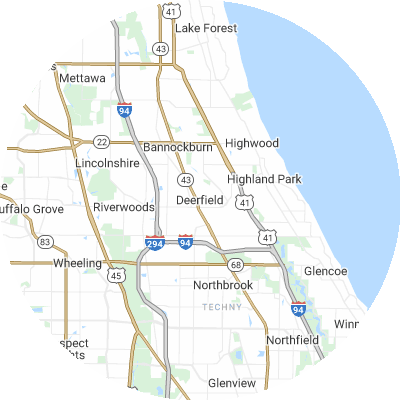 Best moving companies in Deerfield, IL map