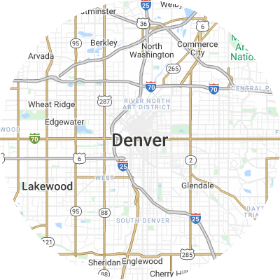 Best roofing companies in Denver, CO map
