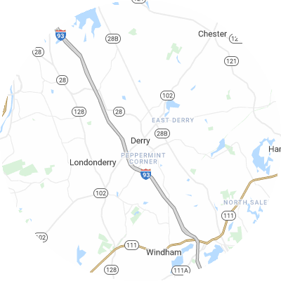 Best roofers in Derry, NH map
