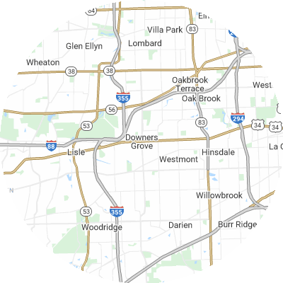 Best lawn companies in Downers Grove, IL map