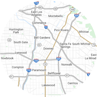 Best moving companies in Downey, CA map