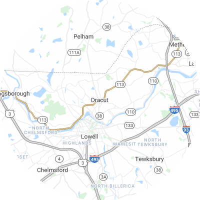 Best window replacement companies in Dracut, MA map