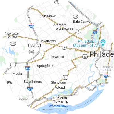 Best window replacement companies in Drexel Hill, PA map