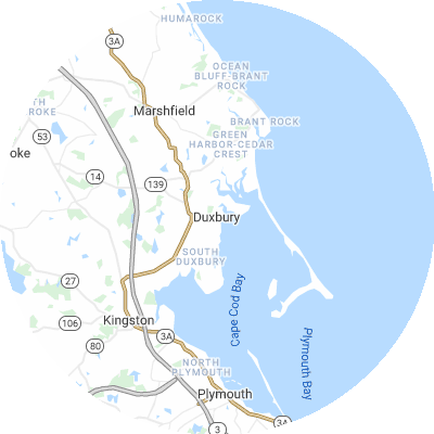 Best moving companies in Duxbury, MA map