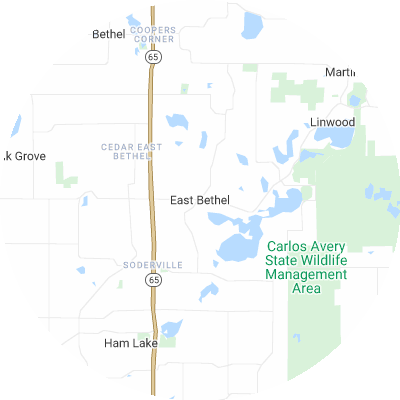 Best lawn care companies in East Bethel, MN map
