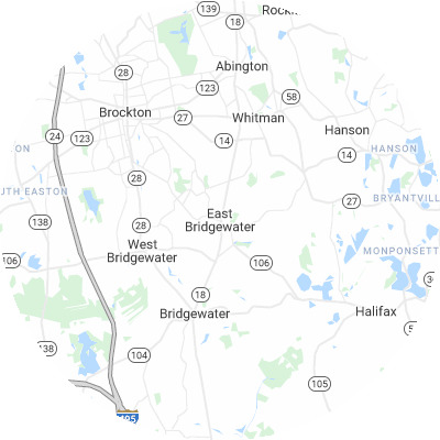 Best window replacement companies in East Bridgewater, MA map