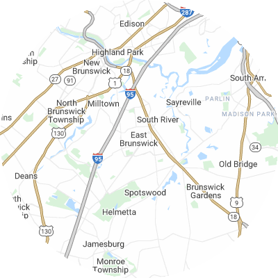 Best pest control companies in East Brunswick, NJ map