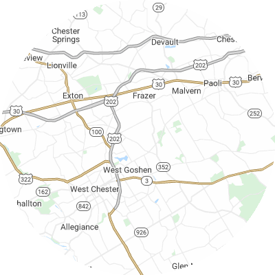 Best window replacement companies in East Goshen, PA map