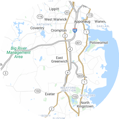 Best moving companies in East Greenwich, RI map