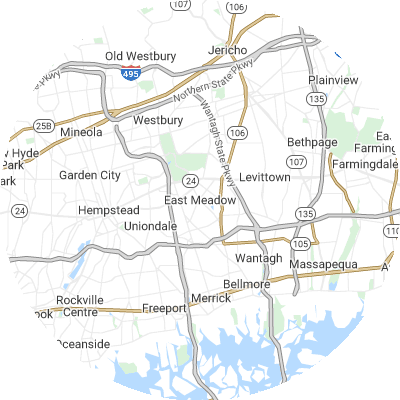 Best roofers in East Meadow, NY map